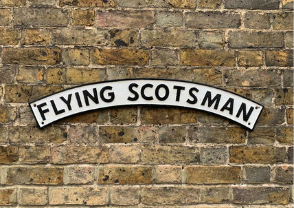 black & white Flying Scotsman plaque